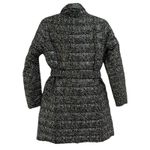 Lands End Quilted Down Feather Puffer Coat Belted Print Full Zip Women's XS Black Photo 1