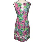 Lilly Pulitzer  Blooming Cocoon Sleeveless Shift Dress Pink Green Ric Rac Size 0 Photo 2