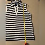 Catalina  Black and White Striped Sleeveless Top With Hoodie Photo 5