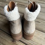 Lucky Brand Demia Lace Up Hiker Booties Woman's 9.5 Dune Oiled Suede Faux Collar Photo 3