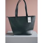 Woven Tote Bag Black Faux Leather Top Handle Bag Everyday Purse Photo 3