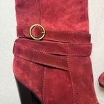 Diane Von Furstenberg  Wine Red Maroon Suede Leather Wrapped Heeled Boots 8.5 M Photo 1