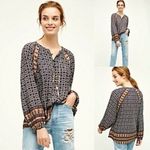Anthropologie 11-1 Tylho Aubina Navy Floral Blouse Photo 1