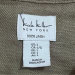 Nicole Miller 100% Linen Earthy Cropped Jacket Taupe Large Normcore Minimalist Photo 2