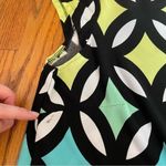 Madison Leigh  Black White Green Geometric Print Short Cap Sleeve Sheath Dress 12 Photo 13