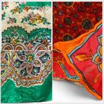 Vintage Silk Scarf Bundle, 3 Mixed Print, Multicolor Rectangle Scarves Photo 15