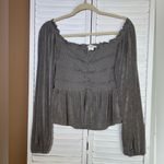 Urban Romantics Urban Outfitters Romantics size medium long sleeve shimmery gray babydoll top Photo 1