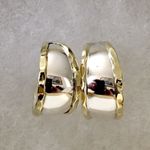 Sterling Silver TAXCO  Lanton Open Hoop Earrings Rimmed in Crimped Brass Photo 2