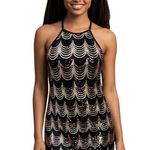 VTG Sequin Bodycon Party Dress Sz 11 JR High Neck Mini Stretch Homecoming Party Black Size L Photo 0