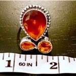 Artisan  Golden Orange Topaz Silver Ring Sz 6.25 Photo 2