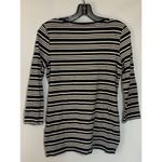 Talbots Stretch Weekend Tee V Neck Navy Cream Stripe Size Small Photo 4