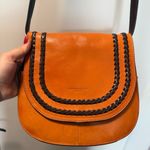 Tignanello Orange Leather Flap Front Saddle Bag Crossbody Accordion Style Purse Photo 0