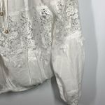 Fashion On Earth Women's Balloon Sleeve Lace Detail Swim Cover Up White Medium Photo 1