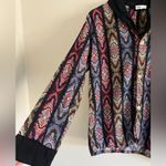 Vintage 70s Weldon Paisley Blouse Boho Disco Glam Contrast Collar M Orange Size M Photo 3