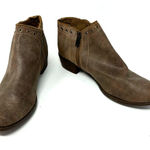 Minnetonka  Size 8.5 Boot Brown Leather Bootie Side Zip Lace Accent Autumn Fall‎ Photo 0