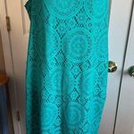 Tacera Turquoise Sleeveless Crochet Dress Photo 0