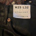 Topshop NWT  Black Coated Straight Leg Raw Hem Jeans W25 Moto Y2K 90’s Photo 8