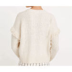 Madewell Montford Fringe Pullover Sweater, Pearl Ivory, Size L, Women’s Cropped Photo 1