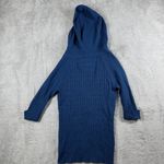 American Eagle Blue Cable Knit Hoodie Sweater | Deep V-Neck Button Front | Size M Photo 8
