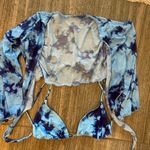 SheIn Blue Tie-Dye Bikini Set with Cover-Up Photo 3