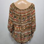 Speechless  Boho Drawstring Blouse 1X – Multicolor Tribal Print Peasant Top Photo 4