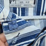 Free People  Blue and White Striped Straight Leg Jeans Photo 9