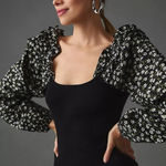 Anthropologie Woven Ruffle Sleeve Sweater Size Medium Photo 0