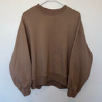 H&M New  Beige Tan Oversized Cropped Crewneck Sweatshirt M Photo 0