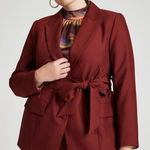 Eloquii New!  Wide Belt Single Breasted Blazer‎ burgundy, size 16 Photo 0