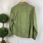 Croft & Barrow Green Faux Suede Long Sleeve Button Up Top Shirt L Photo 2