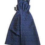 Kay Unger NWT Belinda Midi in Midnight Blue Pleated Jacquard Dress 2 $268 Photo 0