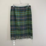 J Jill Faux Wrap Plaid Fringe Blanket Skirt Sz 10 Wool Blend Scottish Highlands Green Photo 11