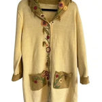 STORYBOOK KNITS Floral Collard Beaded Embroidered Cardigan‎ Sweater L Long Yellow Size L Photo 0