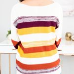 Mint Julep Boutique Yellow Purple & White Striped Wide Neck Sweater Photo 1