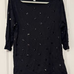 Old Navy Women’s  Black 3/4 Sleeve All Over Dot Sequins Holiday T-shirt Size XL Photo 0