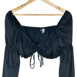 H&M  Puff Sleeve Crop Top Womens M Black Satin Fairy Cottagecore Whimsigoth Y2K Photo 1
