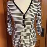 Chenault striped V Neck Beachy Sweater White Photo 6