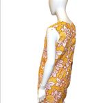 Vintage 70s Floral V Neckline Shift Dress Yellow Medium Women, Vintage Clothes Photo 2