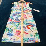 Aryeh  Multicolor Nautical Sailboat Print Split Neck Sleeveless Mini‎ Dress XS Photo 12
