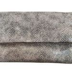 Nico & Olive Elegant faux Snakeskin foldover Clutch with gold chain NWT Black Photo 0