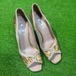 Prada  Multicolor Lizard Alligator Suede Open Peep Toe‎ Pumps 39 - Women’s US 8.5 Photo 1