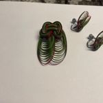 Handmade Hand Crafted Pin Brooch & Non Pierced Screw On Earrings Set Green /Red Photo 5