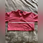 Forever 21  Coral Sorbet Cropped Short Sleeve Polo Shirt Women’s Sz 0x EUC Photo 4
