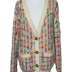Davi & Dani  Cream  Multi Color Button Front Cardigan Sweater Size Medium Womens Photo 0