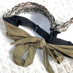 Venus Black Bikini Top C Padded Olive Green Tie Bow Back Strapless Animal Print Fits about a 34C Photo 5