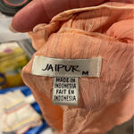 Cute pretty in peach metallic thread ruffle sheer button front blouse sleeveless Pink Size M Photo 4