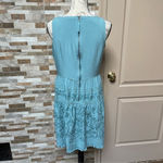 Loft ANN Taylor 8P Floral Embroidered Skirt Fit N Flare Tank Dress Teal blue Photo 6
