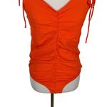 ZARA Orange Bodysuit Large Tie Shoulder Slim Fit Summer Night Out Photo 2