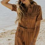 Roolee  Linen Wylie Stripe Belted Romper Photo 0