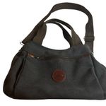 Black & Brown Canvas Shoulder Bag – 3 Compartments – Casual Everyday Tote Photo 2